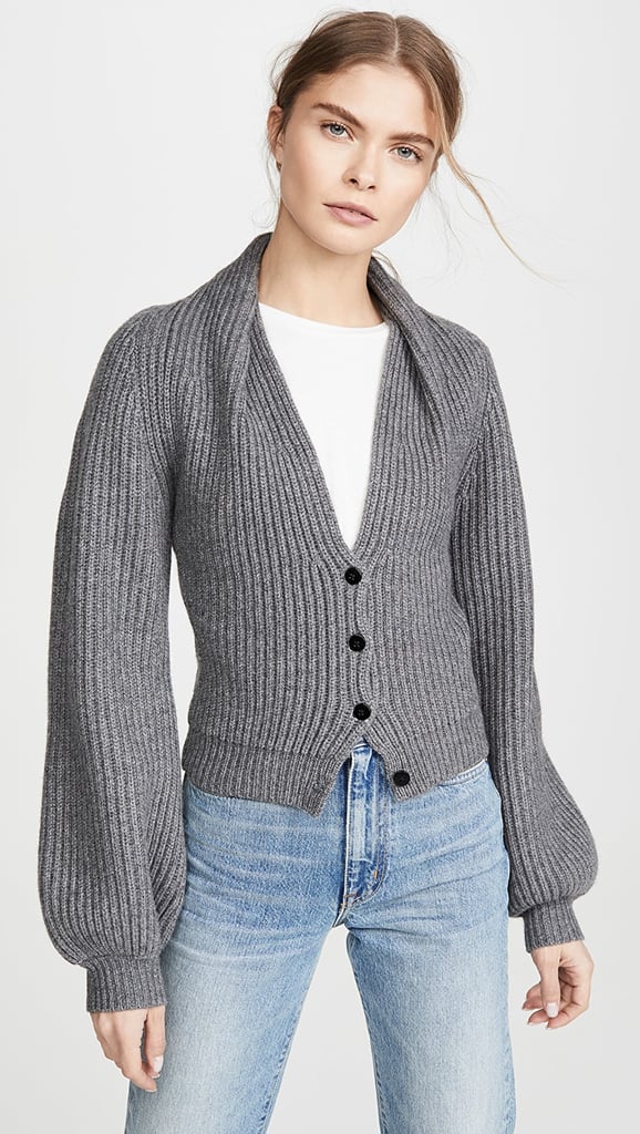 Alexander Wang Ribbed Cardigan With Draped Neck