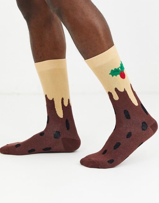 ASOS Design Ankle Socks With Christmas Pudding Print