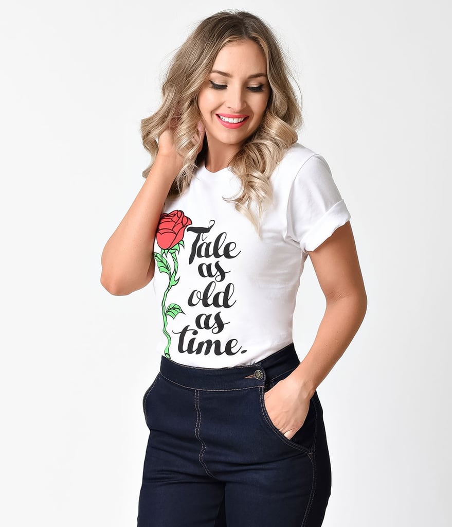 The Main Street Press White & Red Rose Tale as Old as Time T-Shirt ($28)