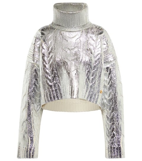 Balmain Cropped Wool-Blend Turtleneck Sweater