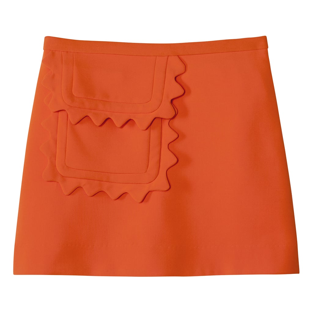 橙色斜纹裙与扇贝装饰口袋(30美元)