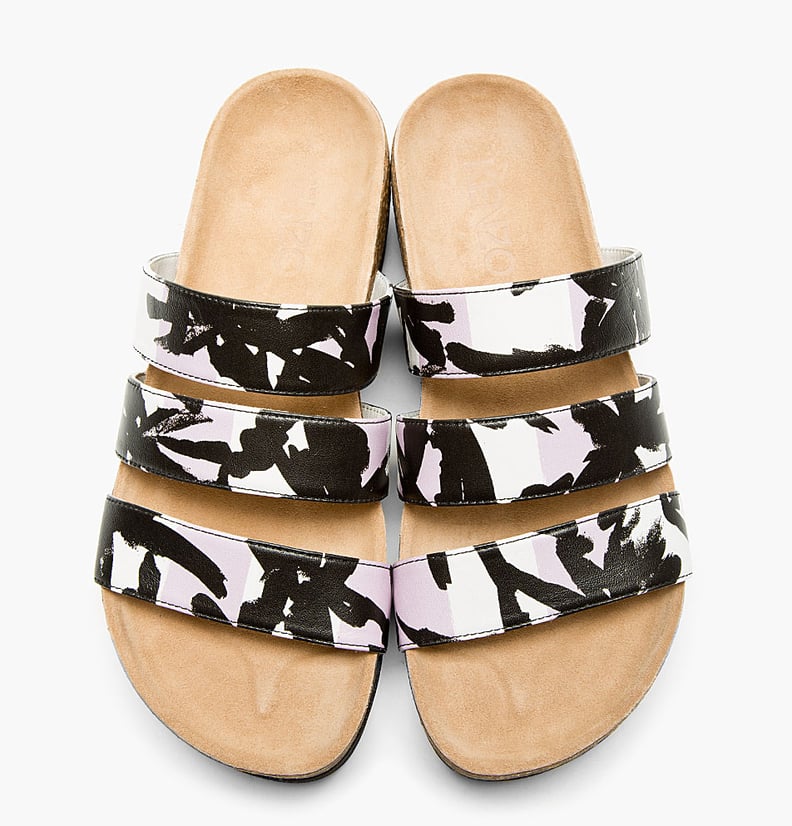 Kenzo Purple-Printed Triple Strap Sandals