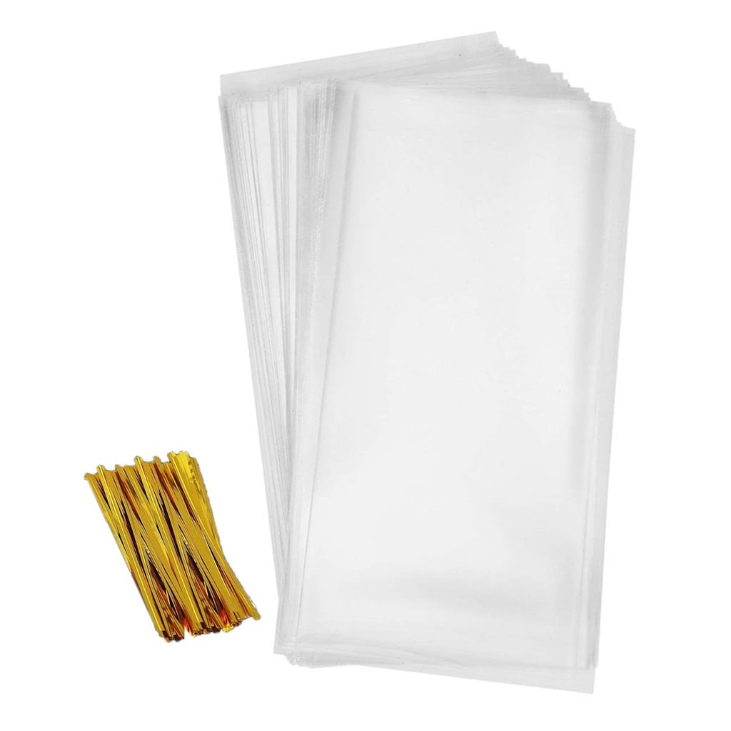 Cellophane Goody Bags (5.5" x 10") With Metallic Twist Ties