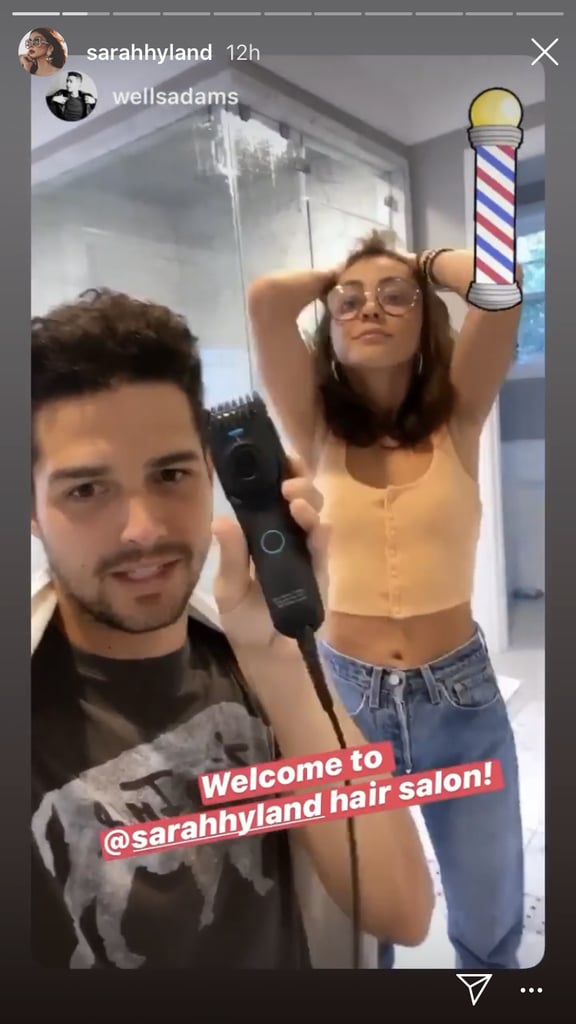 Sarah Hyland Gives Wells Adams a Haircut at Home