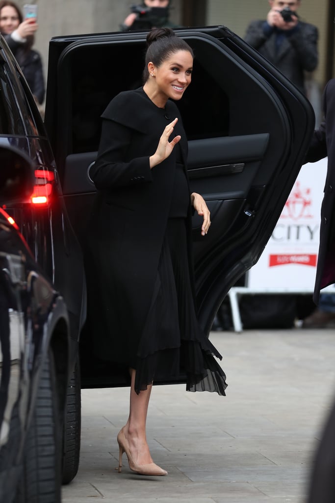 Meghan Markle's Black Givenchy Coat ACU Visit Jan. 2019