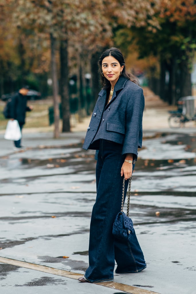 Opt for denim in a sophisticated cut, wash, and rise. Then, top with a cropped jacket: the proportions will elevate the outfit and turn heads for all the right reasons.