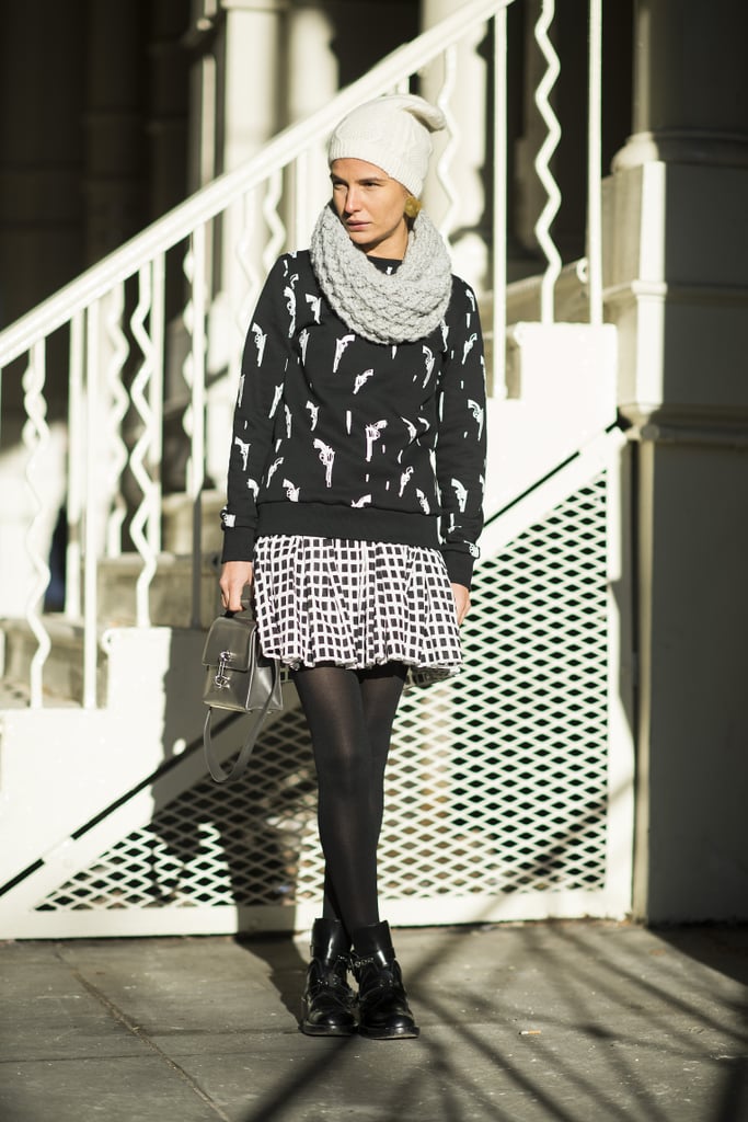 Getting playful with your winter dress code is as easy as adding prints. 
Source: Le 21ème | Adam Katz Sinding