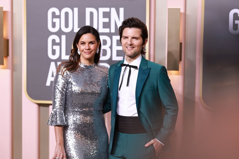 Adam Scott and Naomi Scott at the 2023 Golden Globes