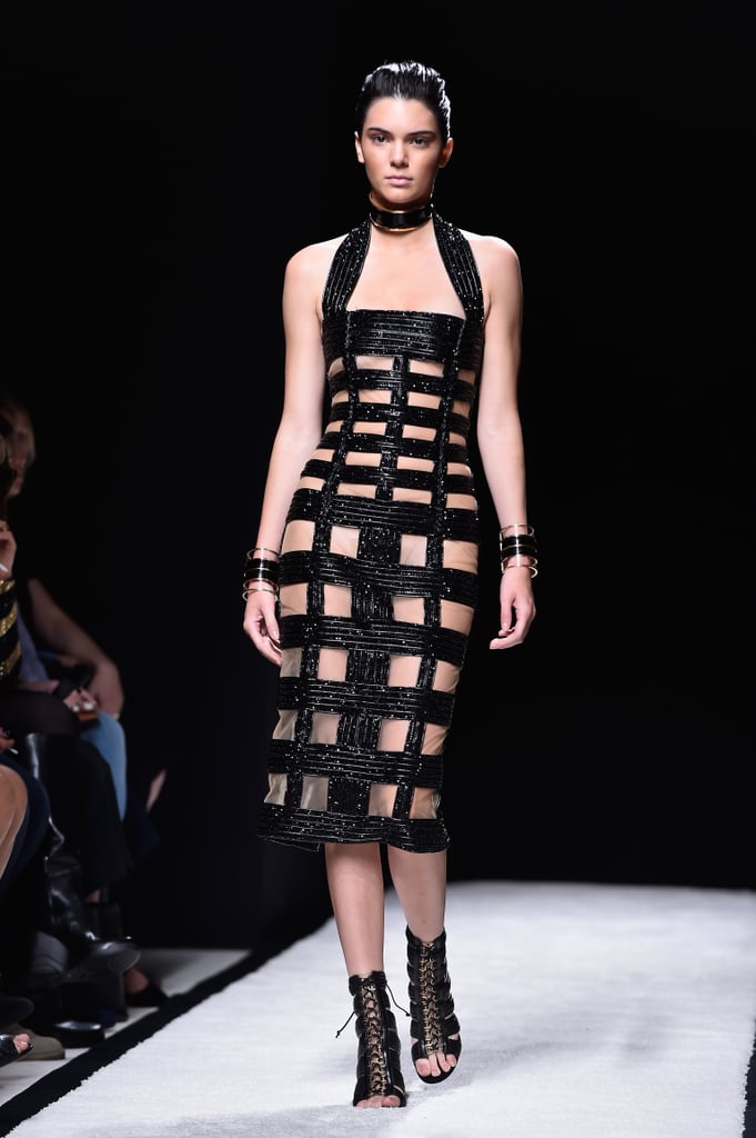 Kendall strutted her stuff during Paris Fashion Week's Spring 2015 show in a sheer paneled dress that left little to the imagination.