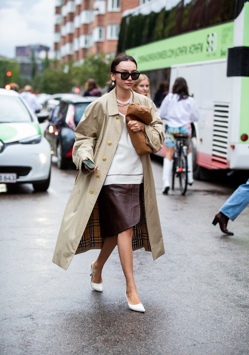 Fall Outfit Idea: Trench Coat + Leather Skirt