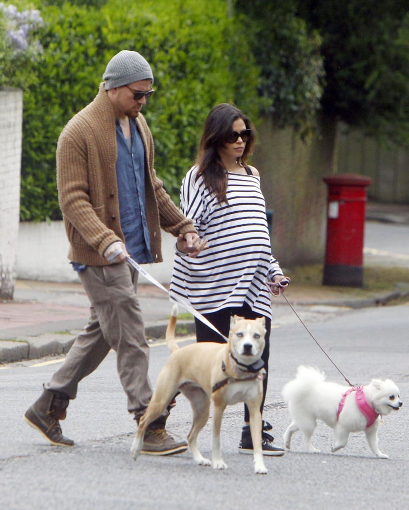 Channing and Jenna walked around London in May as they awaited the arrival of their first child.