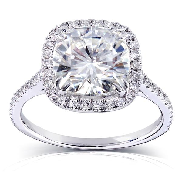 Ice 3 CT Kobelli Diamond 14K Gold Cushion Engagement Ring