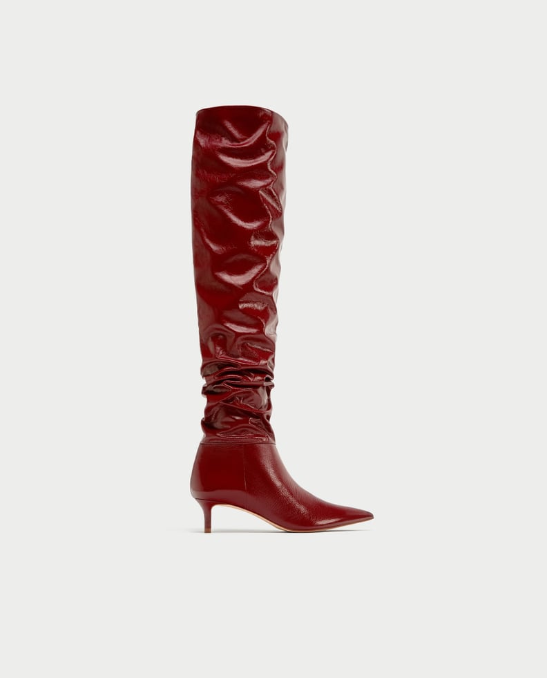 Zara Gathered Leather Boots