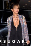 Halle Berry's Sexy Black Jumpsuit Dips Reeeeeal Low in the Front