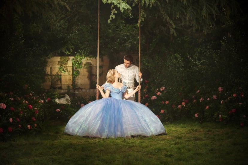 CINDERELLA, from left: Lily James as Cinderella, Richard Madden, 2015. ph: Jonathan Olley/Walt Disney Studios Motion Pictures/courtesy Everett Collection