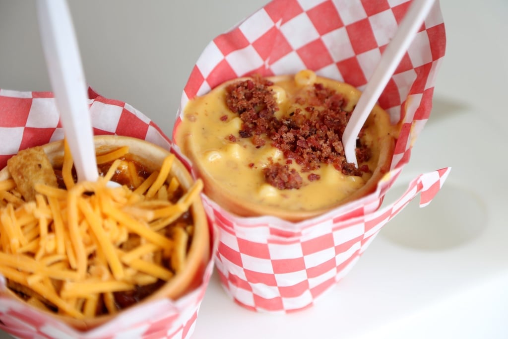 Chili Cone Queso and Mac and Cheese Cone