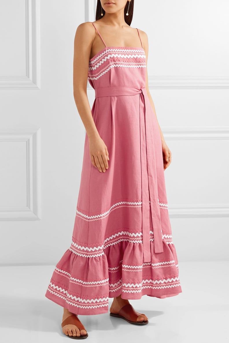 Lisa Marie Fernandez Rickrack-Trimmed Linen Maxi Dress