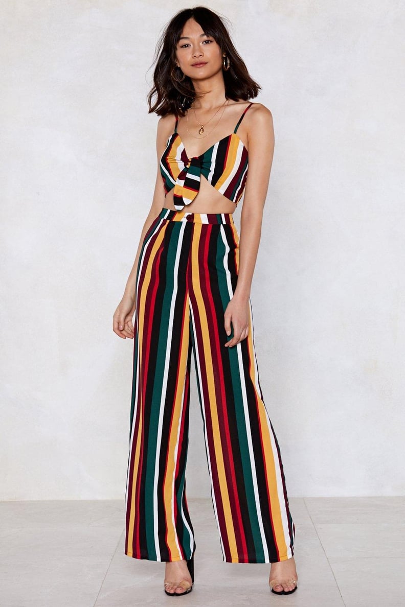 Nasty Gal All the Stripe Reasons Crop Top and Pants Set