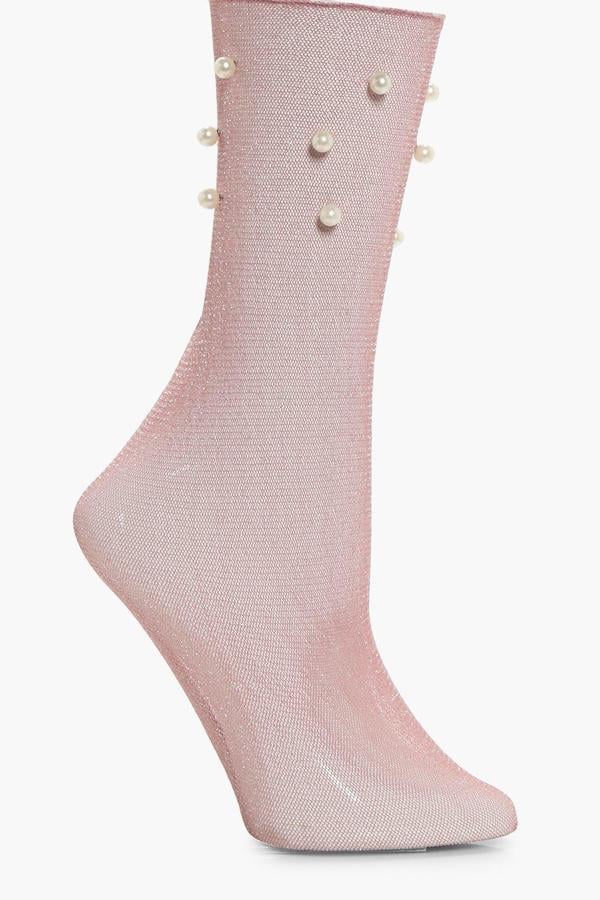 Boohoo Hollie Embellished Lurex Socks