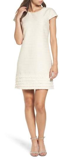 Vince Camuto Fringed Tweed Shift Dress