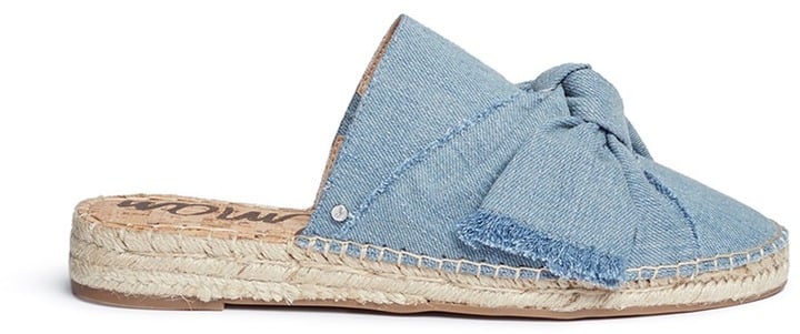 denim slides with bow