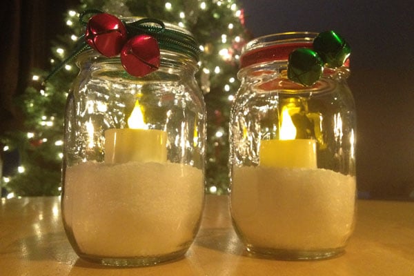 Snowy Mason Jar Candles