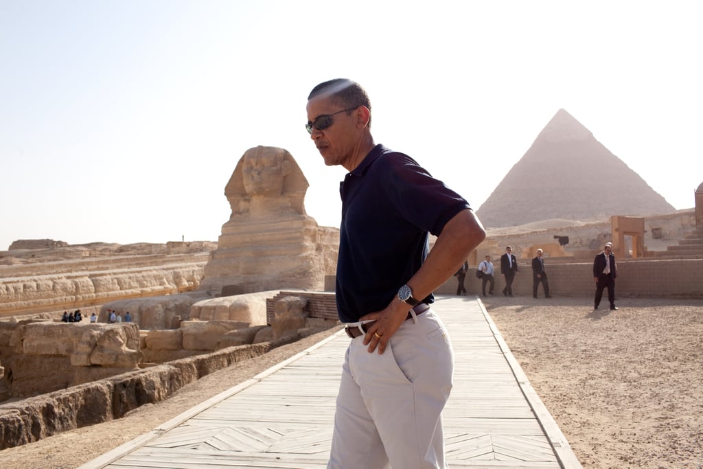 Exploring Egypt's pyramids and sphinx in 2009.