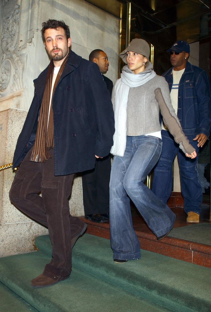 Remember skinny scarves? That paired with the suede pants is oh so 2000s.
