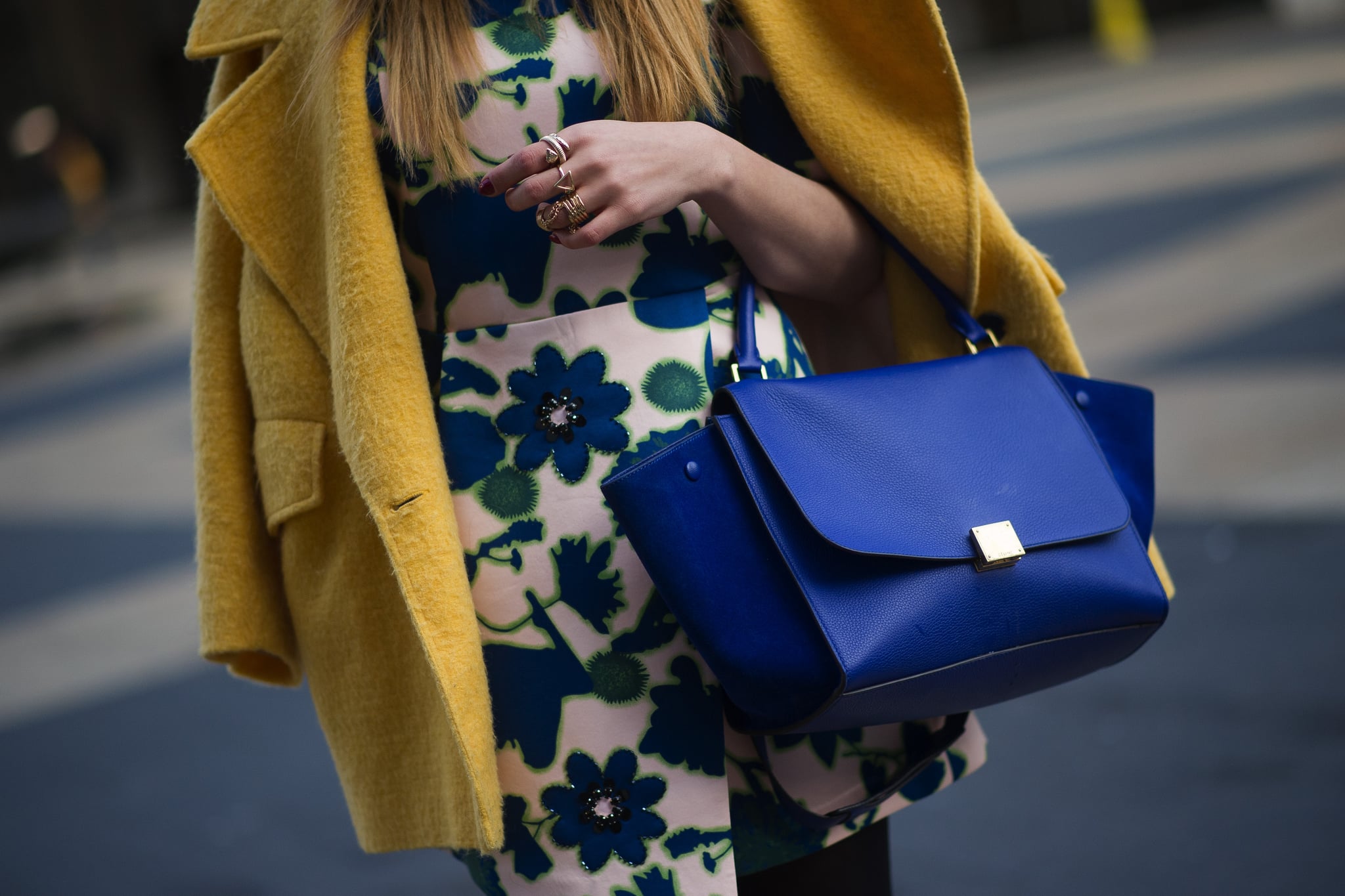 Is there anything that brightens up an outfit like a bold blue Céline ...