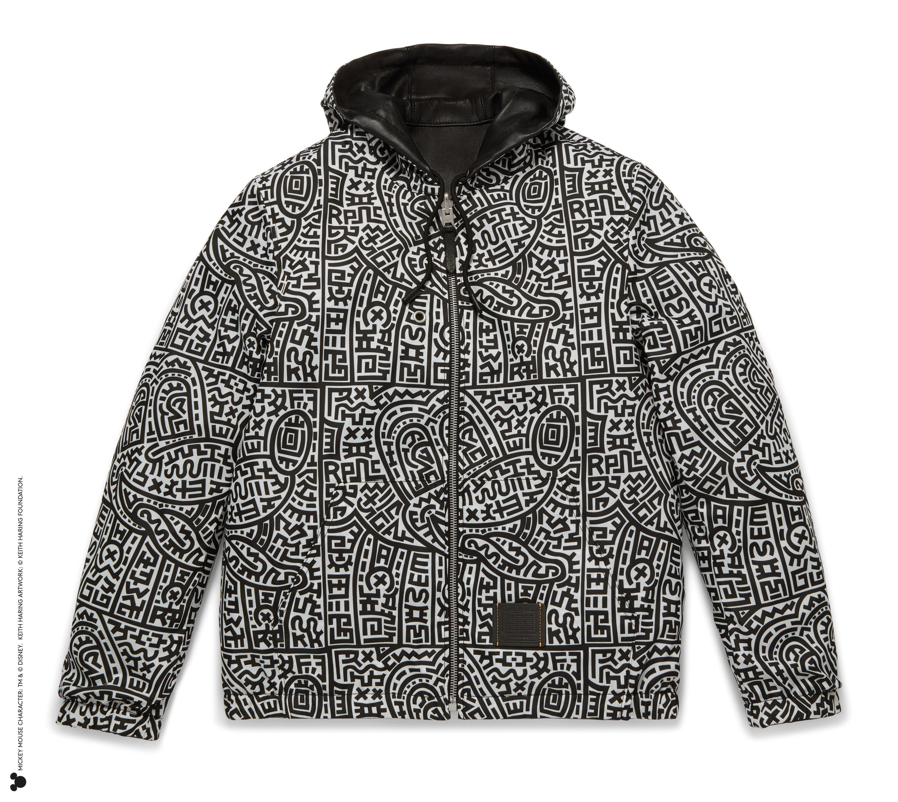 Element x keith haring top reversible puffer jacket in black