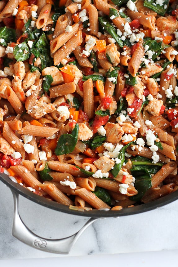 1-Pot Whole-Wheat Pasta With Chicken and Spinach