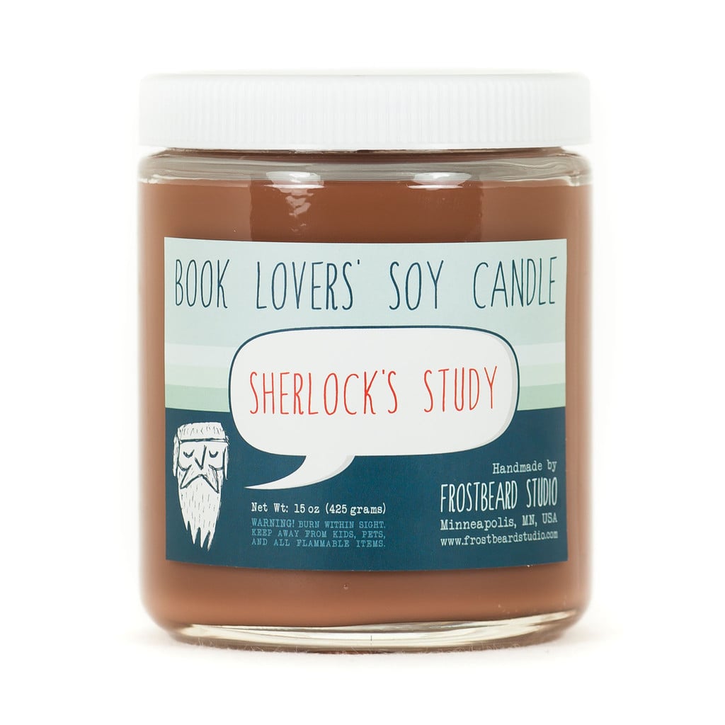 Sherlock's Study candle ($18) with pipe tobacco, cherrywood, and fresh rain notes