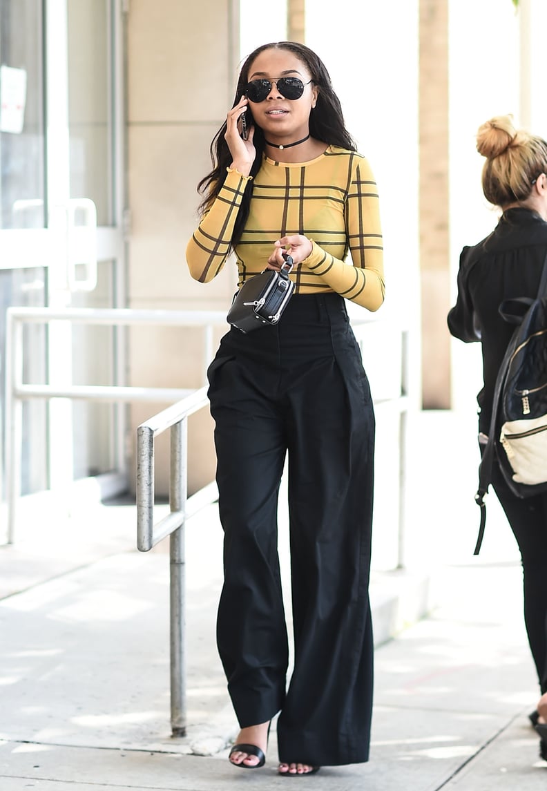 Tuck a Checkered Top Into a Pair of Wide-Leg Trousers