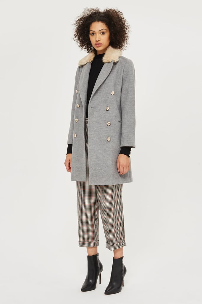 Petite Nancy Faux Fur Crombie Coat