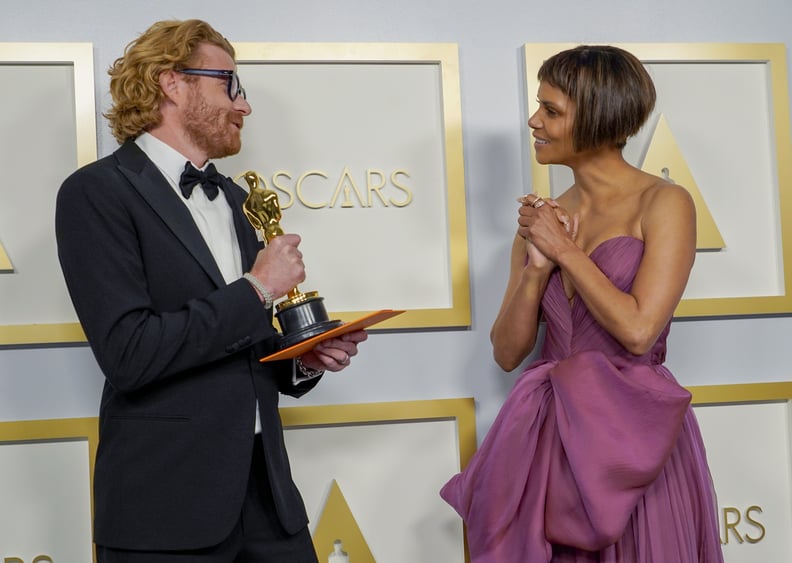 Erik Messerschmidt and Halle Berry at the 2021 Oscars