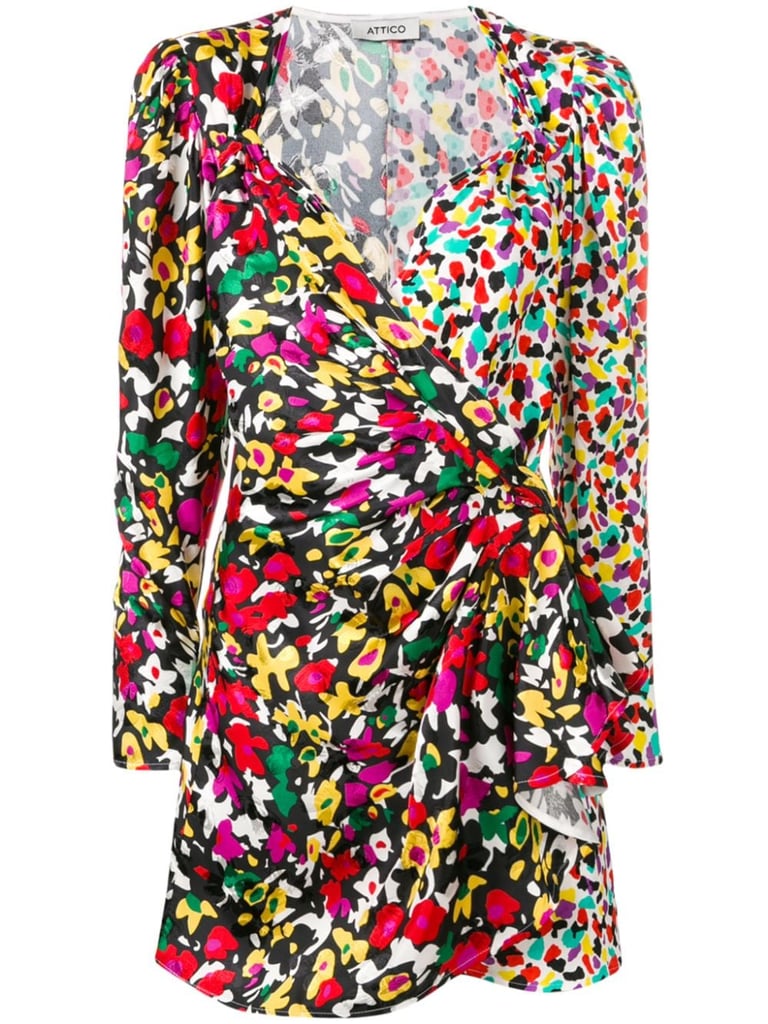 Selena's Attico Mixed-Print Wrap Dress