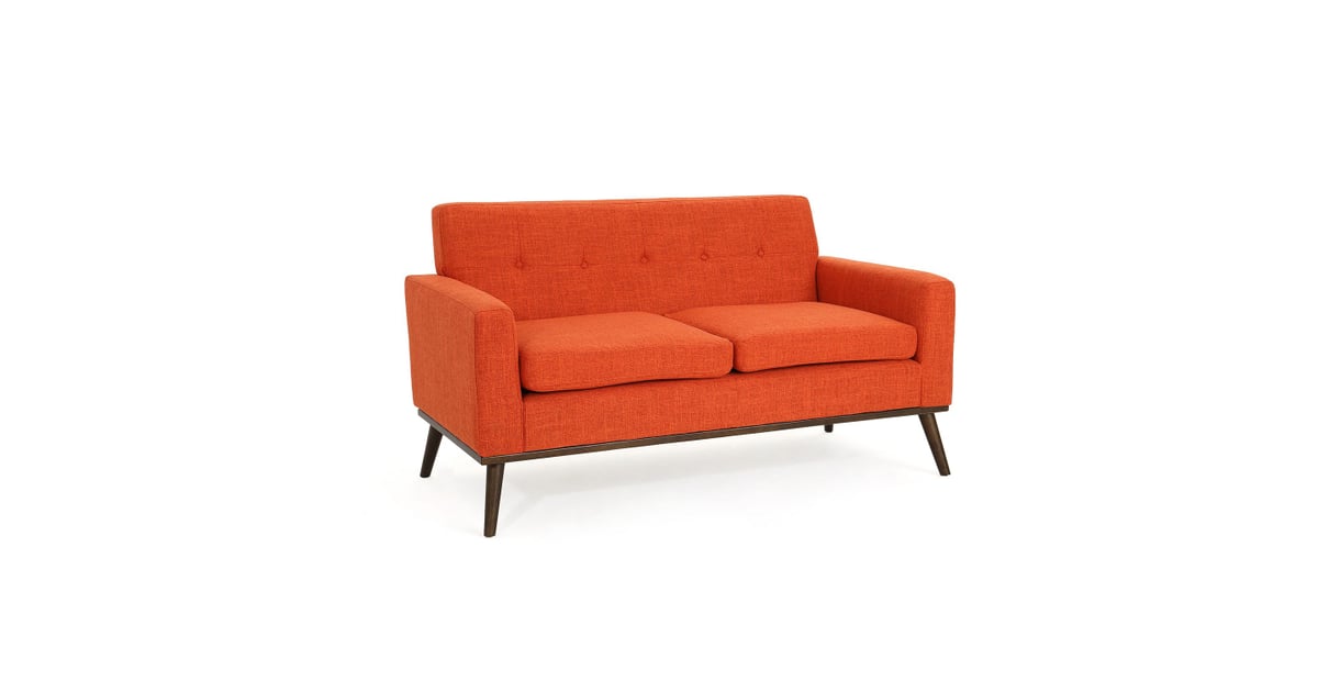 Midcentury Modern Orange Fabric Loveseat Best SmallSpace Furniture