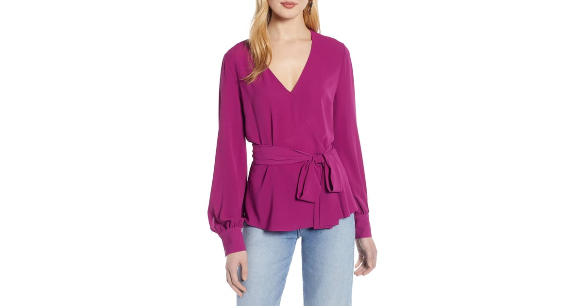 Halogen Faux-Wrap Top | Back-to-Office 
