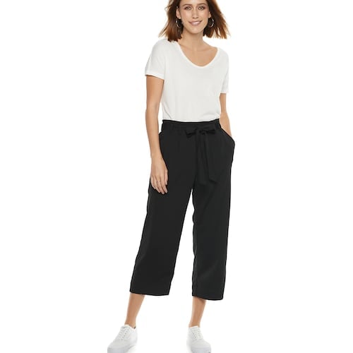 POPSUGAR at Kohl s Collection Paperbag Waist Wide Leg Crop Pants