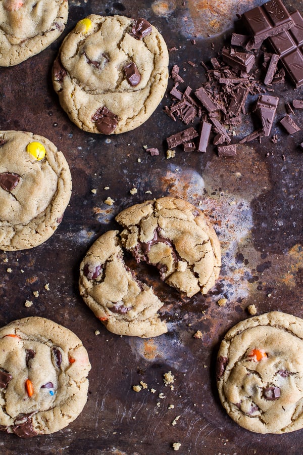 Chocolate Chunk Peanut Butter Cookies With M&M's
