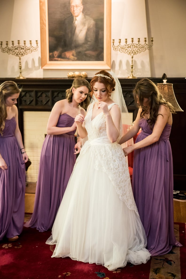 Julia getting ready with her bridesmaids.