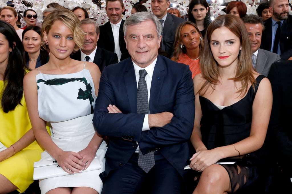 Jennifer Lawrence and Emma Watson at Dior Couture Show 2014