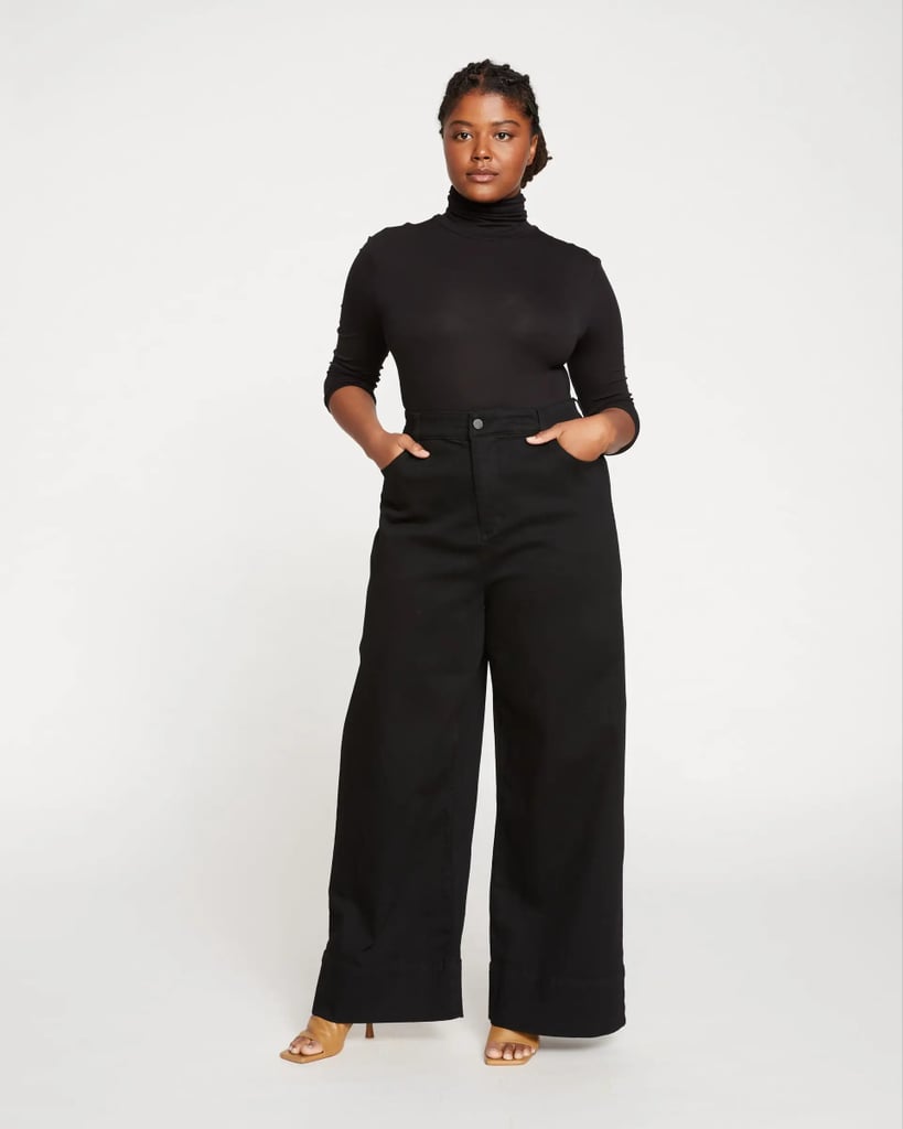 Black Jeans: Universal Standard Carrie High Rise Wide Leg Jeans