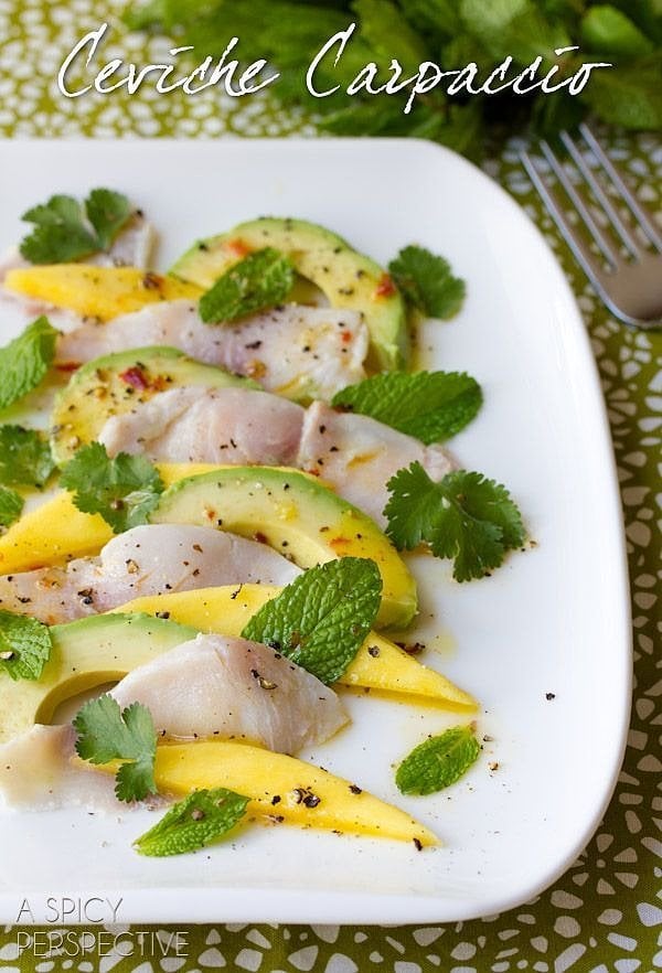 This simple ceviche — made with fresh white fish, mango, and avocado — is a perfect starter dish for your game-day gathering.