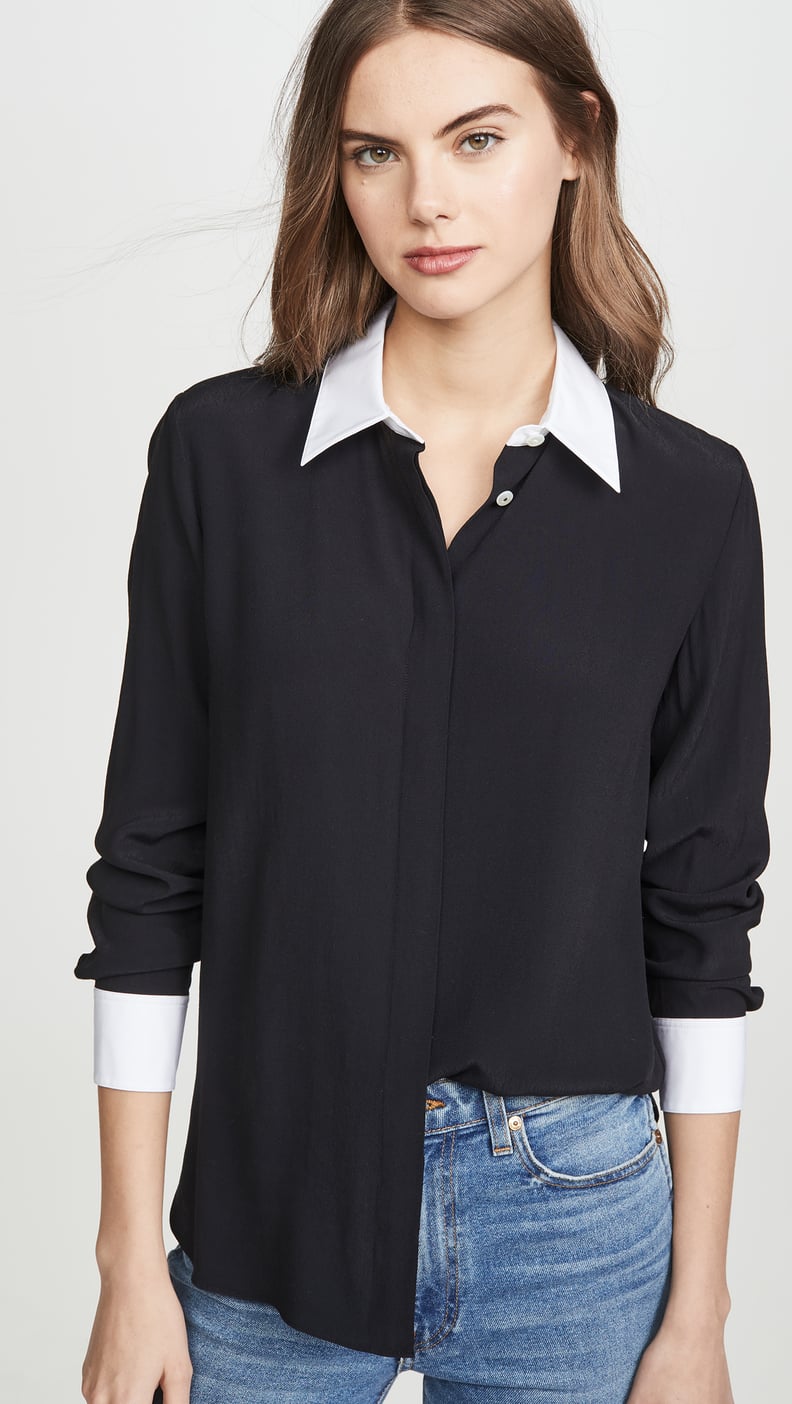 Shop Jen's Exact Contrast Collar Button-Up Shirt