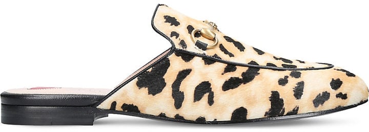 Gucci Princetown Leopard Calf-hair Slippers