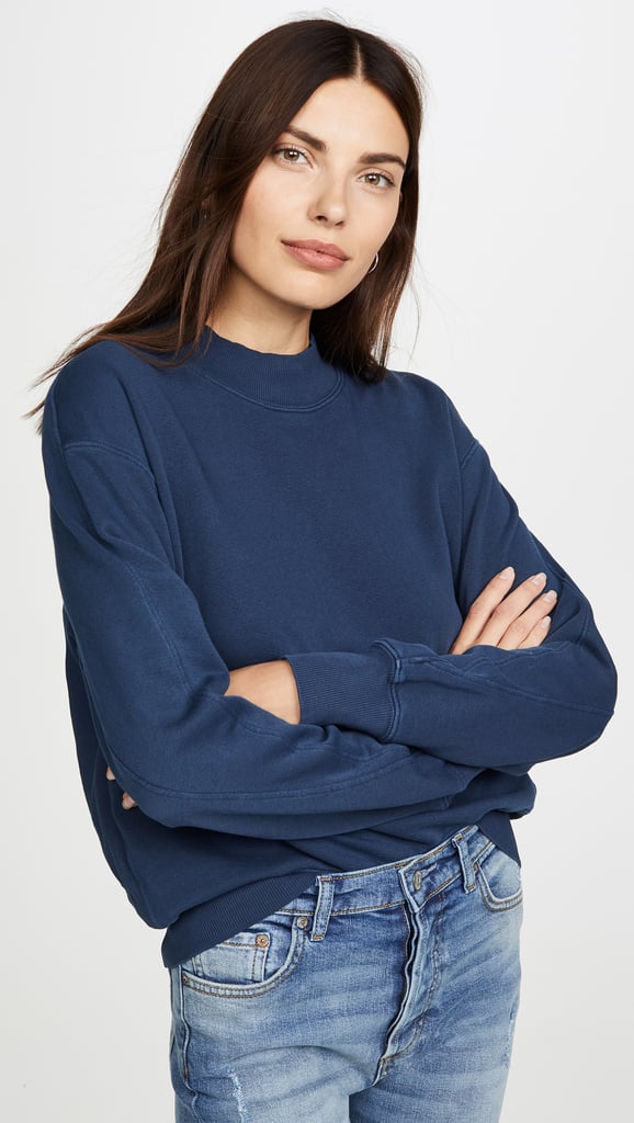 Monrow Mock Neck Seamed Sweatshirt