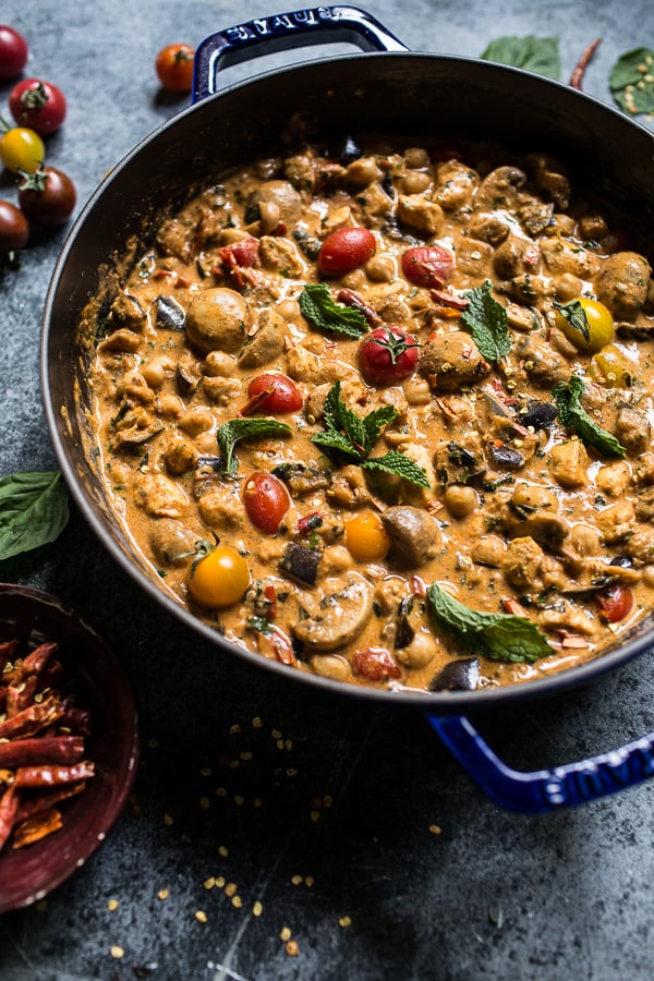 Almond Chicken, Chickpea, and Eggplant Curry