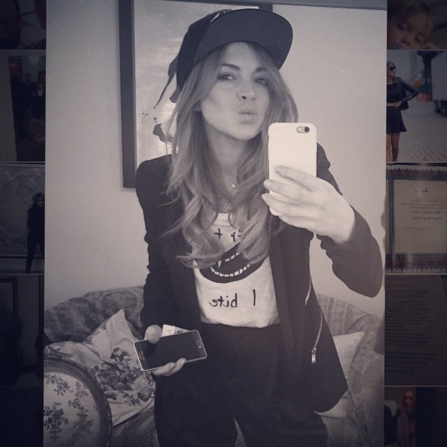 Lindsay Lohan took a mirror selfie with her second phone.
Source: Instagram user lindsaylohan