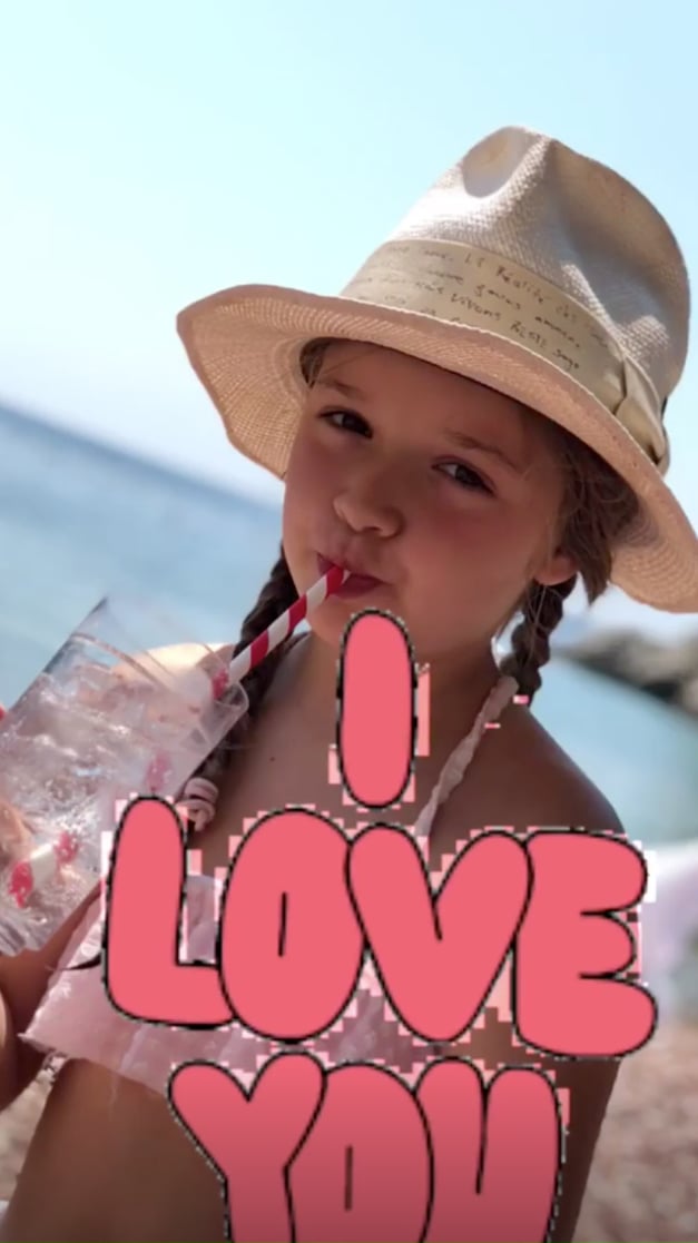 Harper Sipped on a Drink While Hanging on the Beach With Her Dad